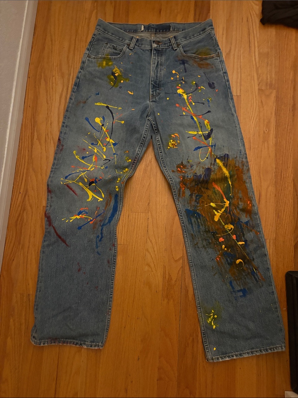 GAP Light Blue Denim Jeans with Multicolor Paint Splatter